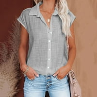 Ženski plus veličina Ženska vrhova Modna majica na čvrstom gumbu Ženska V-izrez Labava majica Bluza