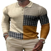 Muška polo majica lapel izrez T majice dugi rukav Tee boja blok jesen vrhovi poslovni bluza stil k 3xl