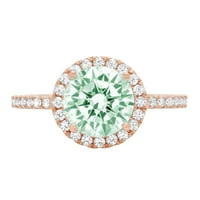 1.86ct okrugli rez zeleni simulirani dijamant 14k ružičasta ruža zlatna egraviranje godišnjice Angažovanje vjenčanja halo prstena 5,25