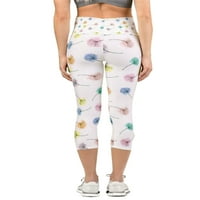 GLONME Žene Elastične stručne pantalone za struku CALF-Dužina teretane Cvjetni ispis tekući yoga hlače