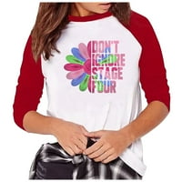 Gotyoo Proljetni vrhovi Ženska majica pulover tiskana boja blokira majicu s dugim rukavima Top Black