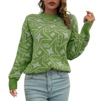Jesenski zimski džemperi Žene Ležerni džemper s dugim rukavima Nepravilan prugasti džemper za izrez