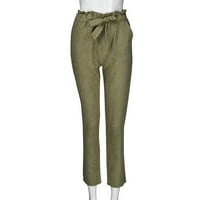 Struk bowtie struk casual pantalone žene up džepove hlače čipke visoko elastične hlače
