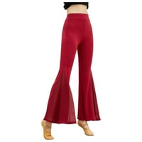 Slatke pantalone za žene bave se labavim hlačama u širokim strukom vježbaju casual bell dno joga hlače