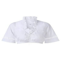 Dame košulje s kratkim rukavom bluza Oktoberfest usjev vrhovi lagana tunika majica plaža kratki rukav bijeli xs