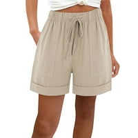 NSENDM PLUS Shorts Ženske kratke hlače za ljetno casual elastično visoki struk srušili su mučeve široke