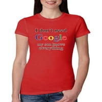 Ne trebaju Google moj sin zna sve što ženski vitak fit junior tee, crveni, veliki