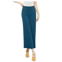 Feternal ženske modne modne hlače za noge visoke struk ravne drape elastične vježbe Hlače plesne hlače