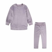 Stamzod Fashion Childs Velvet Winter Solid Outfit Clearence Toddler O-izrez Dukseri + hlače TrackSit