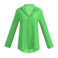 Ljetne majice za žene trendi gumb prema dolje radne bluze za žene plus veličine V izrez dugih rukava