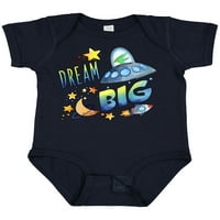 Inktastični san veliki slatki prostor Dinosaur Leteći svemirski brod Poklon Baby Boy ili Baby Girl Bodysuit