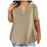 Ženski plus veličine Tunic vrhovi Ljetni kratki rukav Split V izrez labave bluze lagane čvrste ležerne tablice Flowy T majice