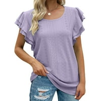 Ljetni vrhovi za žene čipka šuplje majica kratkih rukava s bluzama vrhunskog casual sakrij relapulicu