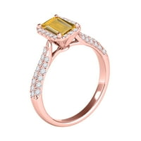 Mauli dragulji za angažovanje prstenova za žene 3. Carat Diamond i emorald oblikovani citrinski prsten 4-prong 10k ružičasto zlato
