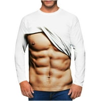 CLLIOS MENS grafički trajanje 3D mišića Ispis majica s dugim rukavima Fitness Pulover TOP modni vrat