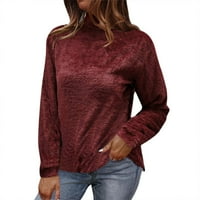 Labakihah džemperi za žene Ženske zimske jeseni solidni turtleneck s visokim izrezom balon dugih rukava