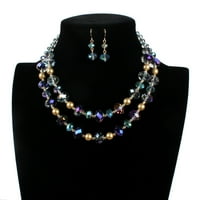 Toyella Vintage stil Jednostavna kristalna višeslojna ogrlica ljubičasta