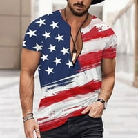 Muška majica Ljetna nezavisnost Dan zastava Multicolor Šareni ispisani patentni patentni zatvarač Majica