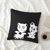 Dekorativni jastuk, smiješni slatki medvjedi panda kvadratni kauč ukrasni pleteni jastuk, 26 x26