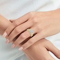 Poshadime Cluster Halo Band Angažiranje vjenčanih prstenova za žene - 1. CT okrugli i baguette Cubic cirkonijska obećava prsten 18k žuto zlato preko, veličina prstena-9.5