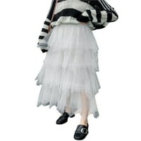 Ženska suknja od tila, elastična visoka struka pune boje ruffled suknja za tortu s srednjim dužinama