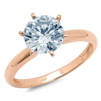 3. CT sjajan okrugli rez CLEAR simulirani dijamant 18k ružičasto zlato pasijans prsten sz 9.5
