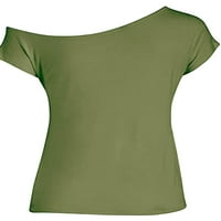 Niuer majica za žene kosi vrat majica kratki rukav ljetni vrhovi prozračni pulover pulover pulover tinejdžerke