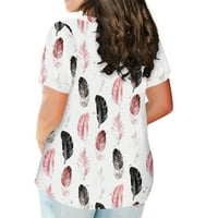 Ženske plus veličine vrhovi kratkih rukava majice o vratu Tunika Ispis ljetna bluza