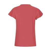 Ženski vrhovi V-izrez Solid bluze Modne žene Majice Kratki rukav Ljetna tunika Tee Red M