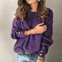 Ketyyh-CHN džemper za žene tiskane džemper s dugim rukavima smeđu, 2xl