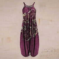 Capri pantalone za ženske trkačke kombinezone špagete trake Vintage Paisley ukupni kombinezon Purple