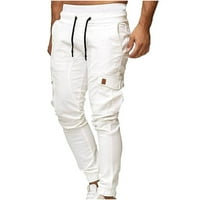 Teretne hlače za muškarce Ljetni modni casual kratki sport jogger jogging duge sportske hlače, bijela,