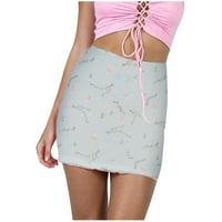 HOKSML Ležerne suknje, ženska proljetna ljetna tiskana mreža dvostruka vitka omotana hip suknja