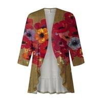 Ženska casual moda s tri četvrtine rukave cvjetne tiskane jakne od pukotine