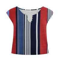 Bluze za žene V izrez Ljetni vrhovi labavi gradijent boja majica Cap rumenilo bluze tee crvena 2xl