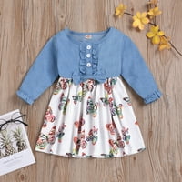Prevalentna traper toddler Kids Baby Girls Butterfly Print princeze slatke haljine plave boje