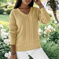 Ženski džemper Dame Jesen Zima dugih rukava Čvrsta boja V izrez Slim Fit Twist Fashited Pleted pulover