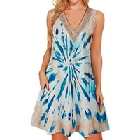 Petkort ženske haljine majice Maxi haljina sa plusom veličina Flounce Shurred Ruffle Hem haljine plavi,
