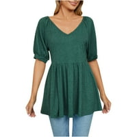 Košulje za žene Zelena prodaja Ženska V- izrez Solid Boja kratki rukav Poklon poklon za ženske vrhove