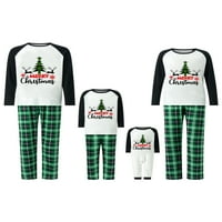Porodica koja odgovara Božićne pidžame, Xmas Tree Pismo Ispis dugih rukava + plaćene uzorak pantalone