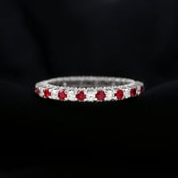 Potpuni vječni prsten - rubin i dijamantski prsten za žene, 14k bijelo zlato, SAD 8,00