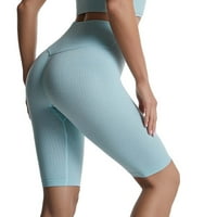 Mikilon ženska modna casual solidna boja visoki struk elastične joge hlače kratke hlače Ženske sportske