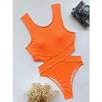 Fonwoon Plus size kupaći kostim za žene, žene jednodijelni okrugli vrat Čvrsti bikini push-up padež