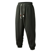 Muškarci Ležerne prilike Sportske hlače Muške pamučne posteljine čvrste elastične strugove casual pantalona