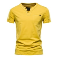 Zuwimk T majice za muškarce, muške majice pamučna posada vrata žuto, xl