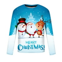 Jesenske košulje za muškarce Casual okrugli vrat pulover 3D Snjegović tiskani realistična majica za