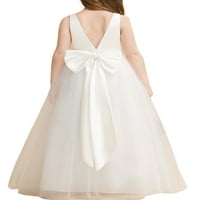 Toddler Kid Baby Girl Ball Wedding Party haljina od punog boja bez rukava bez rukava V-izrez Bowknot