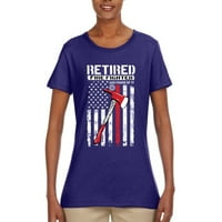 Penzionisani vatrogasac i ponosan na IT Americana American Pride Women Grafička majica, Ljubičasta,