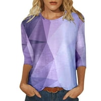 Ženske skupne žene Casual Okrugli vrat Tromješna majica s rukavima Top šareno gradijentno geometrijsko