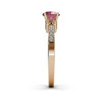 Rhodolite Garnet & Diamond Milgrain Radni prsten za angažiranje leptira 1. CTTW u 14K ružičastog zlata.Size